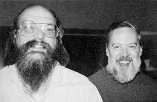 Ken Thompson and Dennis Ritchie at a PDP-11 computer, 1973
